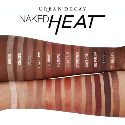 Urban Decay Naked Heat Eyeshadow Palette 12 Fiery Amber Neutral Shades - Ultra-Blendable Rich Colors with Velvety Texture Set Includes Mirror and Double-Ended Makeup Brush