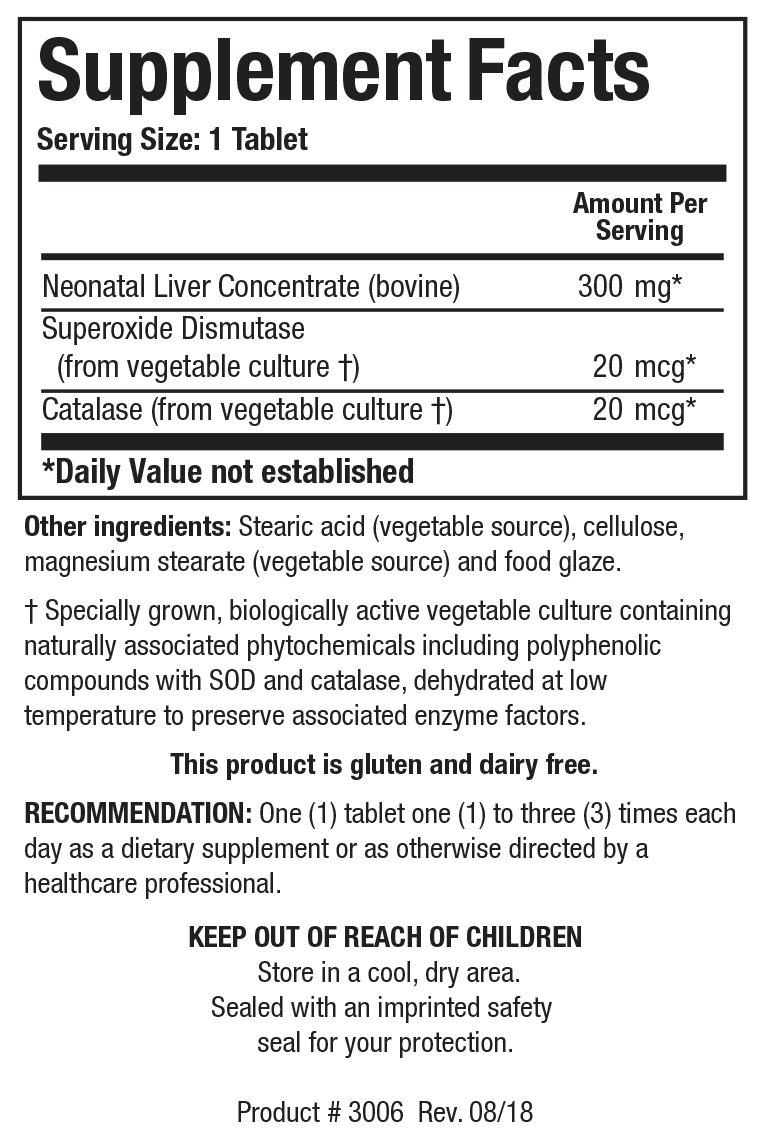 Biotics Research Cytozyme-LV Hígado neonatal - 60 tabletas - imagen 2