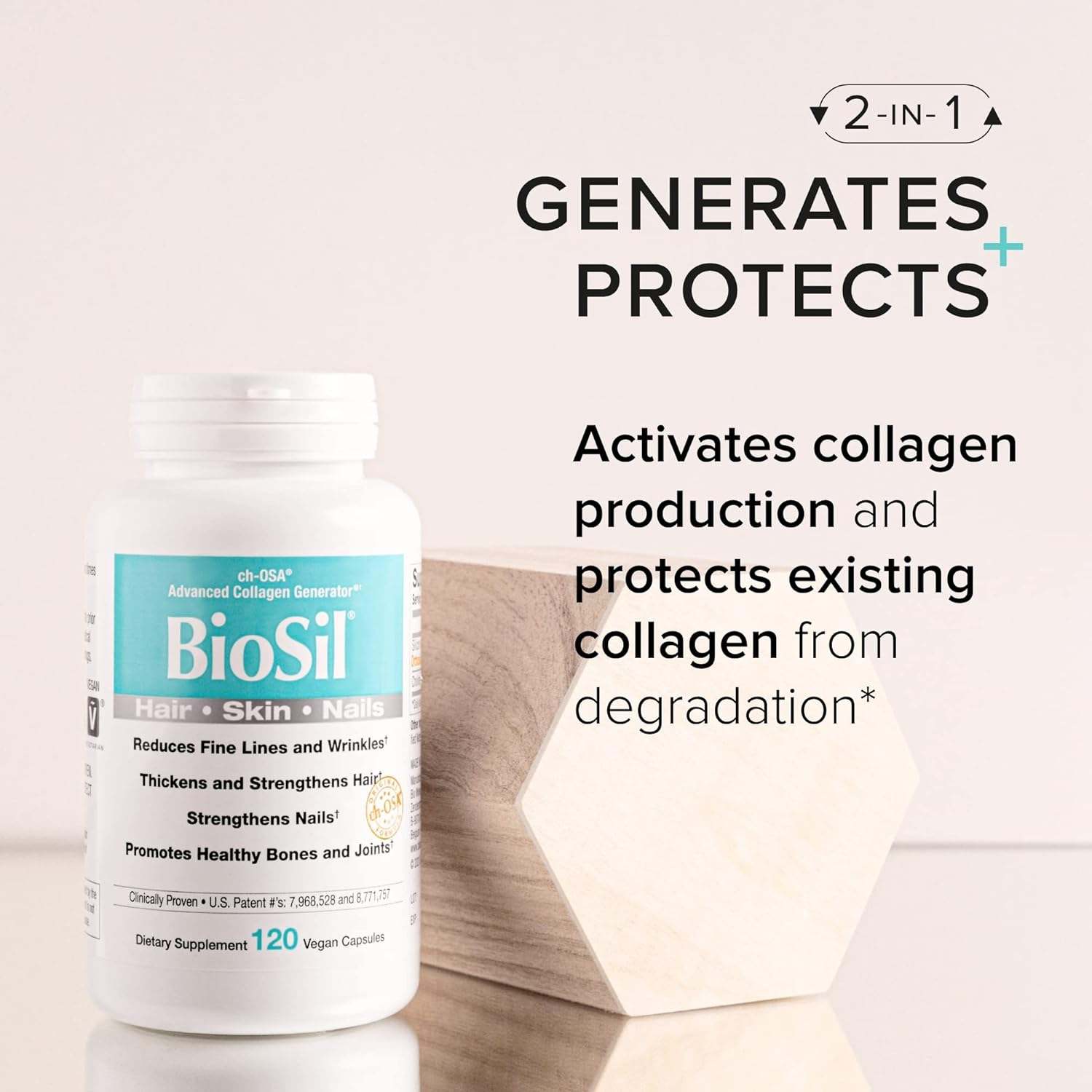 Biosil, ch-osa (cheveux, peau et ongles) 120 capsules végétariennes - facteurs naturels