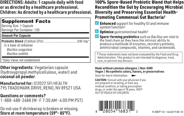 Biospora, 120 Capsule - Klaire Labs (SFI Health)