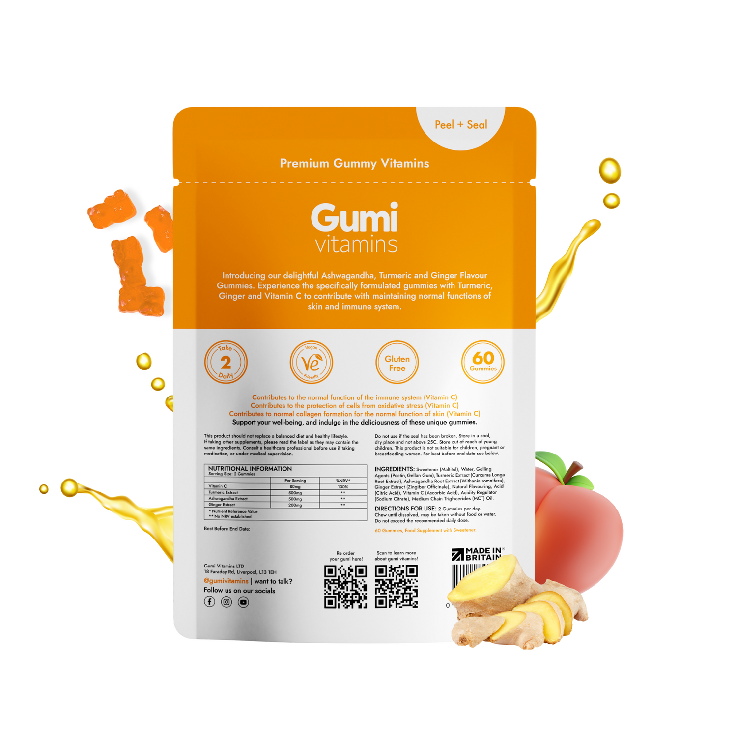 Gumi Vitamins Defence - Ashwagandha, Turmeric & Ginger - Welzo