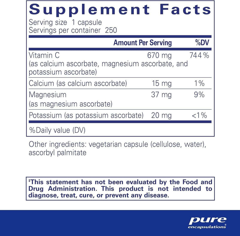 Buffered Ascorbic Acid, 250 Capsules - Pure Encapsulations