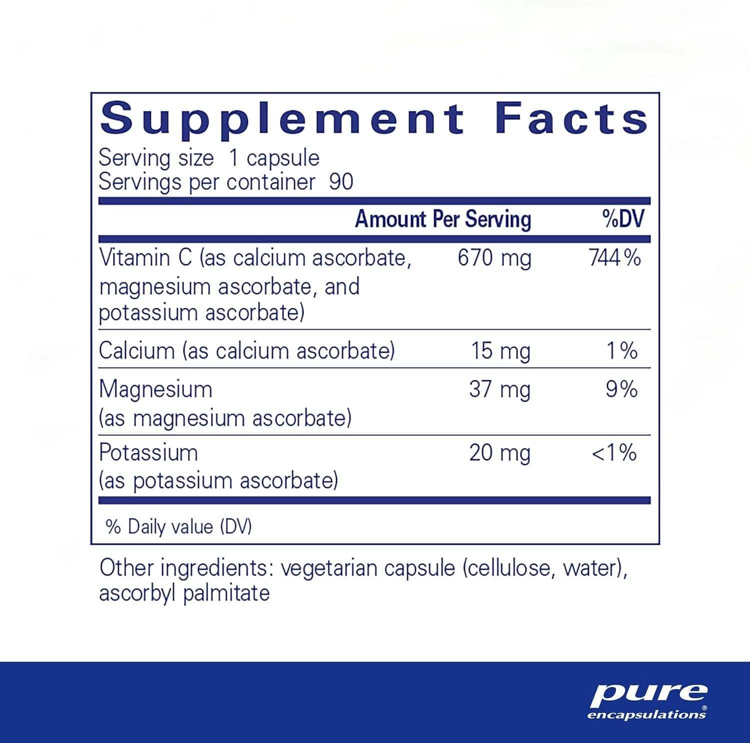 Buffered Ascorbic Acid, 90 Capsules - Pure Encapsulations