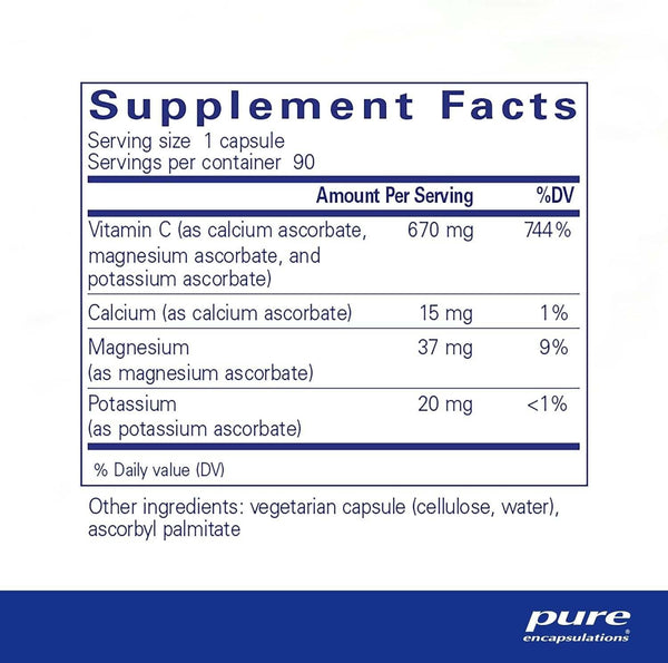 Buffered Ascorbic Acid, 90 Capsules - Pure Encapsulations