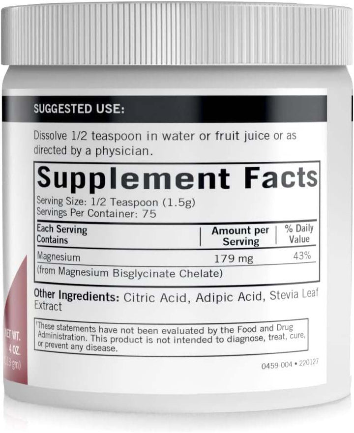 Gepuffertes Magnesium -Bisglycinat -Pulver (Bio -Max -Serie) 4oz (113 g) - Kirkman Labs