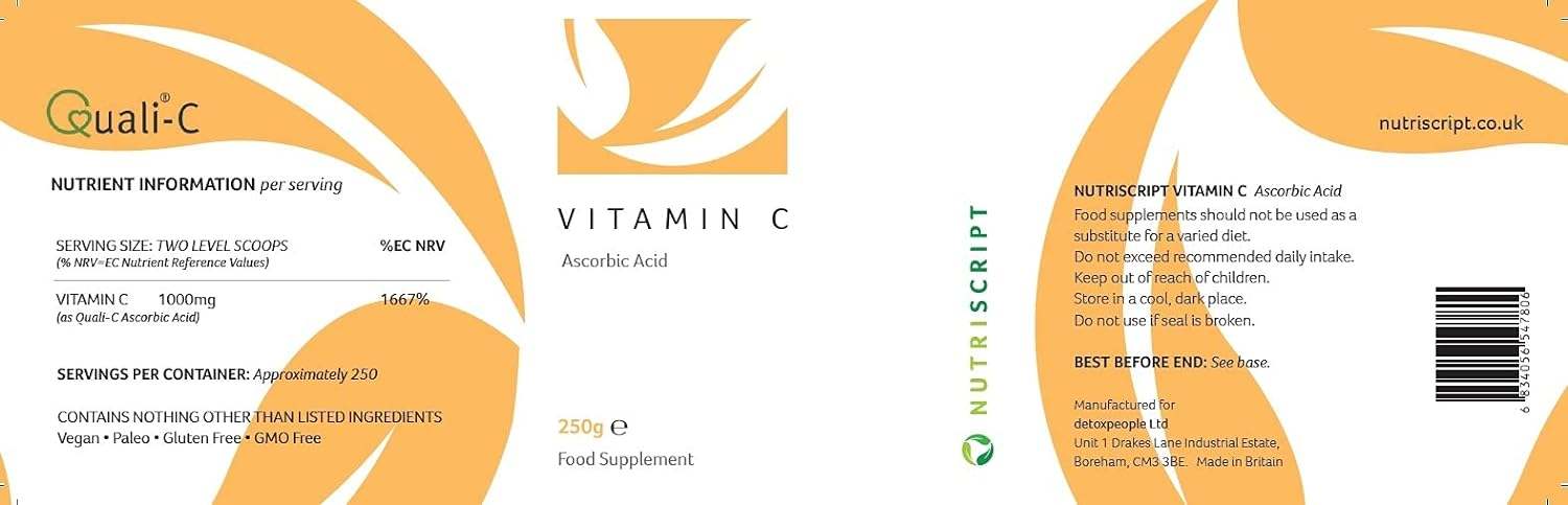 Vitamina C tamponada (ascorbato de sodio Quali -C) 250G - Nutriscript