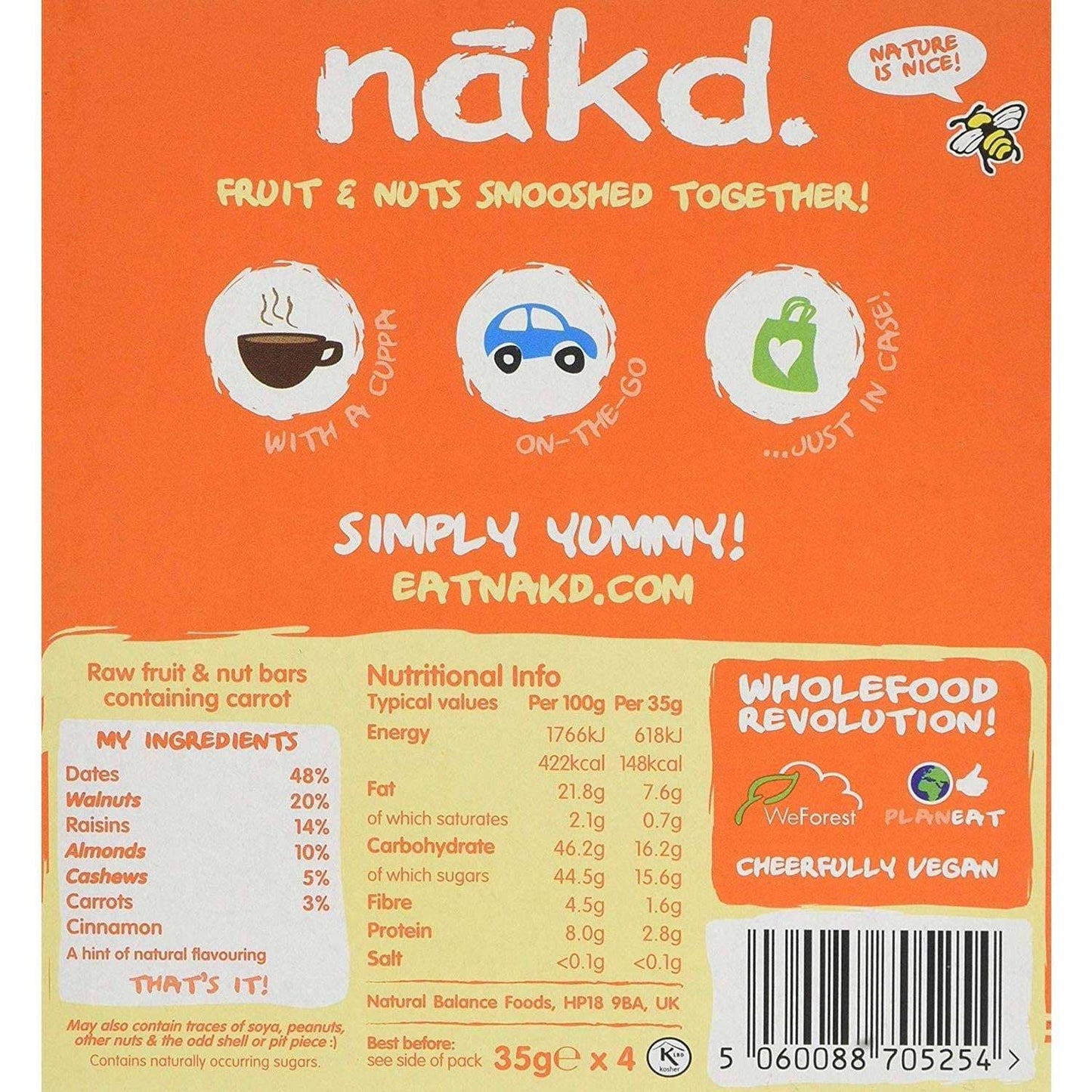 Carrot Cake 18 x 35g Bar (CASE of 18) - Nakd