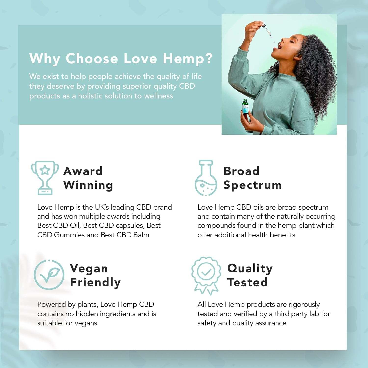 CBD Liquid Oral Oil Drops (300 mg CBD) 30 ml - Love Hemp®