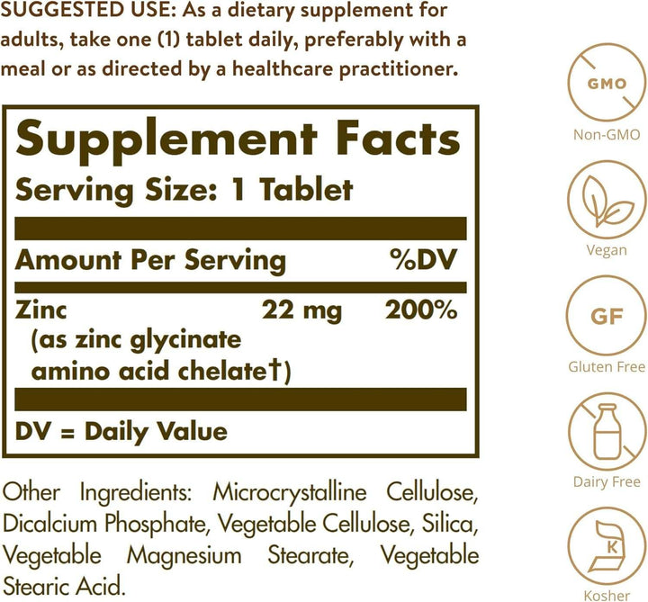 Zinc chelat (100 de tablete) - Solgar