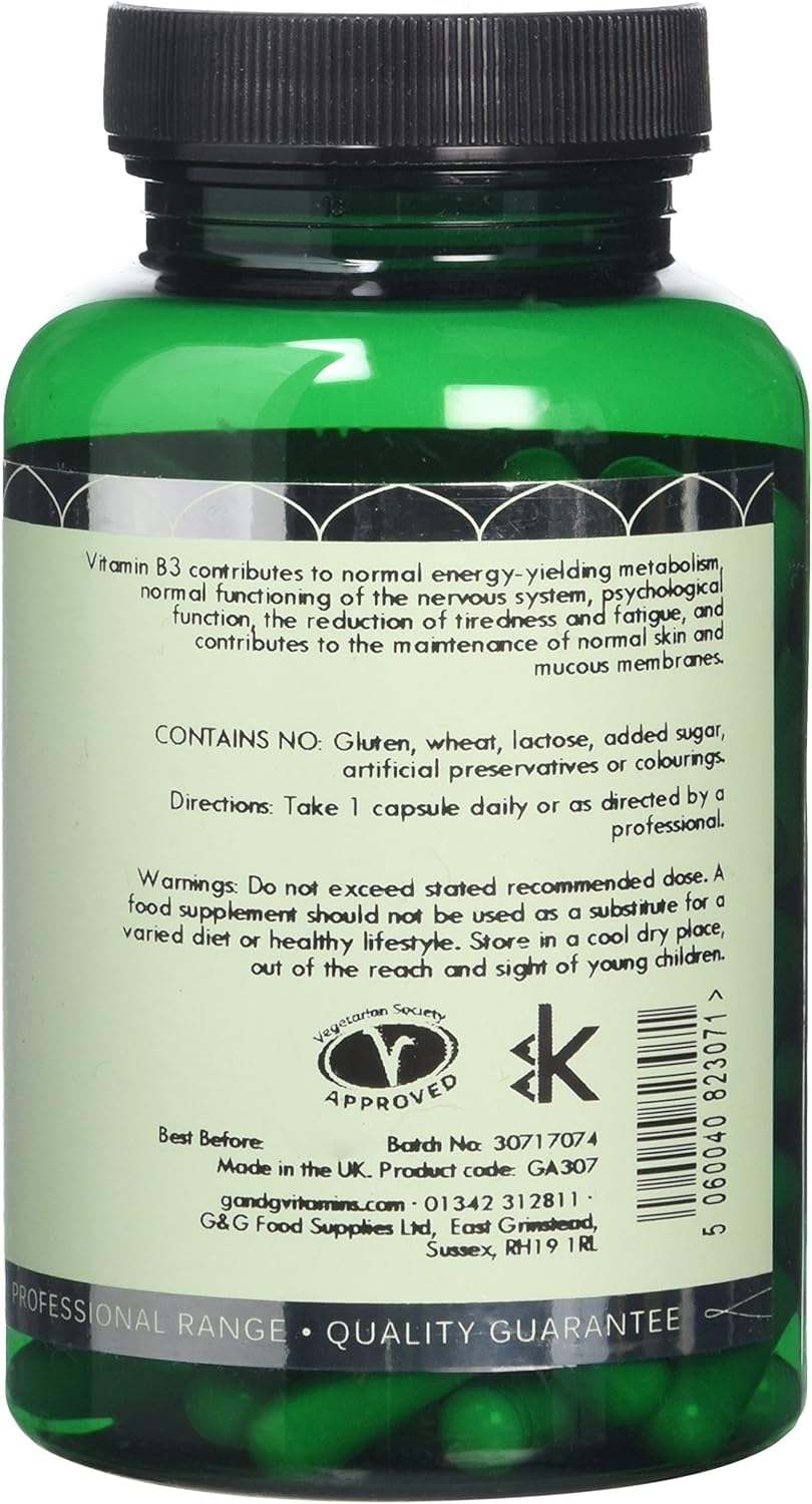 Βιταμίνη Β3 Νικοτιναμίδη 500mg 120 κάψουλες - V & G βιταμίνες