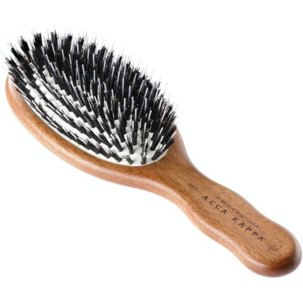 Acca Kappa Pneumatic Kobite Wood Oval Brush with Boar Bristles and Nylon Monofilament Travel Size