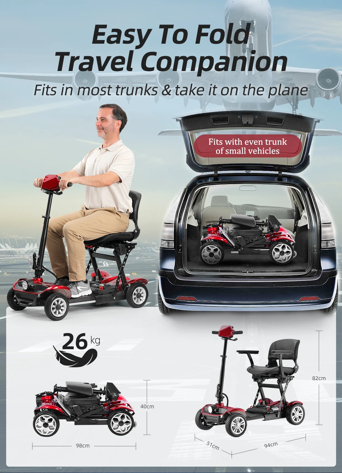 Welzo AutoFold 1100 - Automatic Folding Mobility Scooter