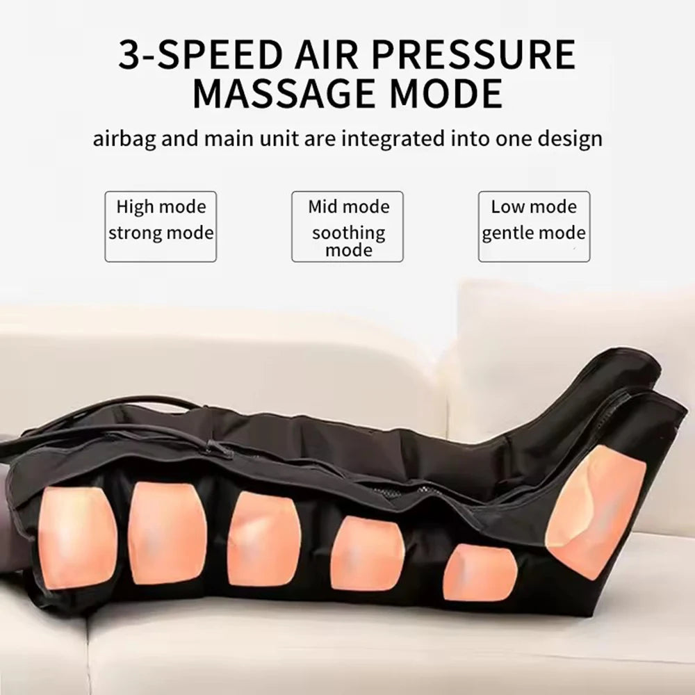 Welzo Air Compression Leg Massager Boots – Full Leg Circulation Recovery System with 6 Airbags, 3 Modes & Adjustable Pressure