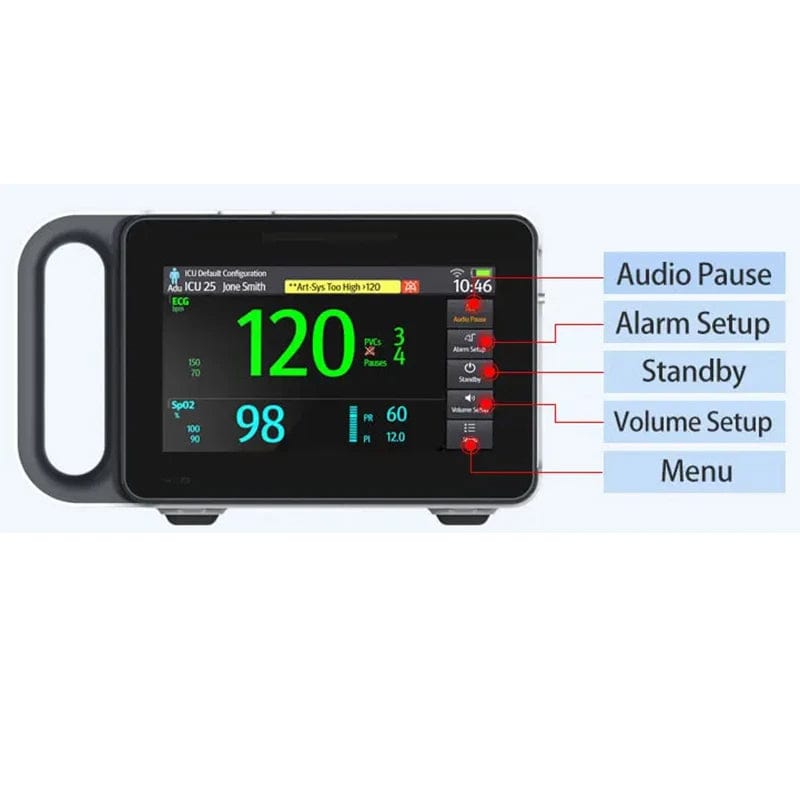 Monitoraggio del paziente ECG Touch Screen da 7 pollici portatile 6 parametri