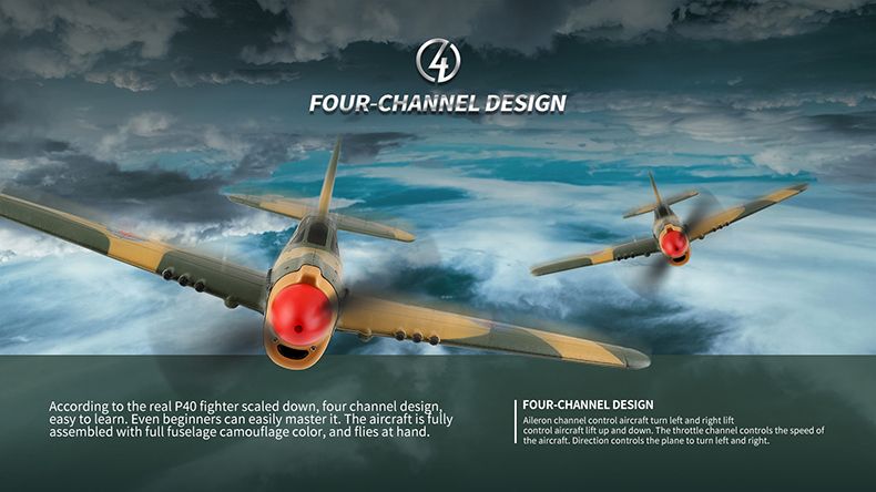 SkyRaptor P40 Warbird RTF αεροπλάνο RC 4 καναλιών με γυροσκόπιο αυτόματου πιλότου