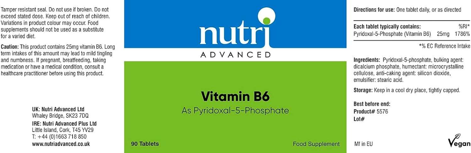 Vitamina B6 (P5P) 90 tabletas - Nutri avanzado