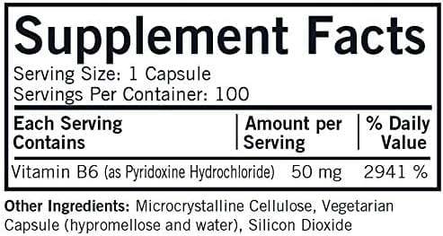 Vitamin B6 50mg, hipoalergeni, 100 kapsula - Kirkman Laboratories