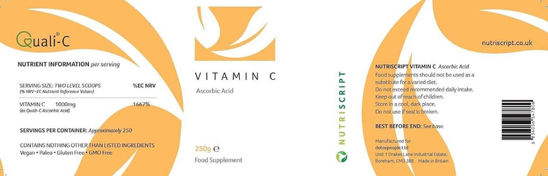Witamina C (kwalifikujący kwas askorbinowy) 250G - Nutriscript