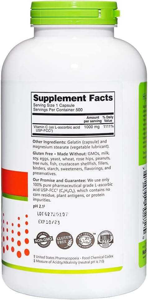 Vitamine C 1 000 mg (500 comprimés végétaliens) - Nutribiotique