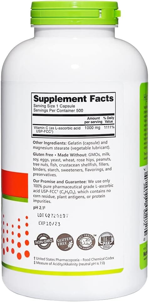 Vitamin C 1,000 mg (500 Vegan Tablets) - NutriBiotic