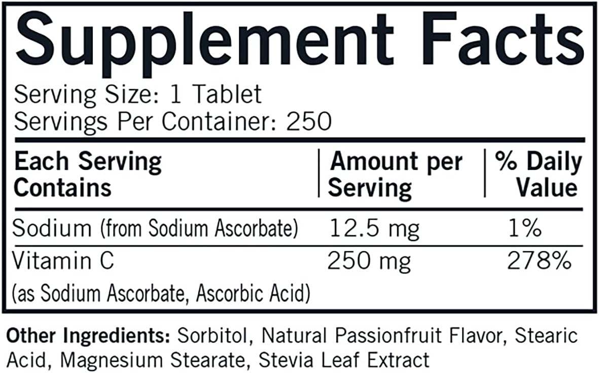 C -vitamin 250 mg, 250 tyggelige tabletter - Kirkman Laboratories