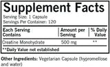 Creatine 500 mg, 120 Capsules - Kirkman Labs (Hypoallergenic)
