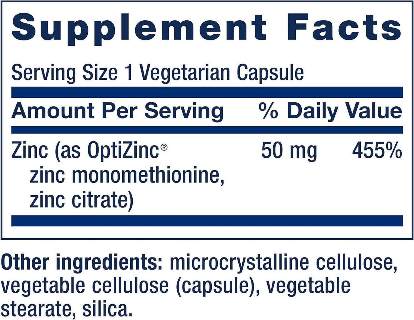 Cinkove pokrovčke, visoka potenciala, 50 mg, 90 kapsul - razširitev življenja