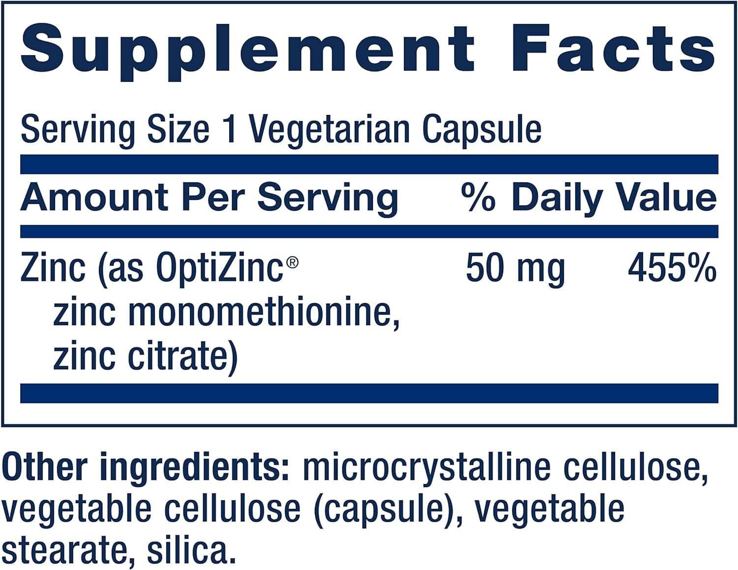 Καπάκια ψευδαργύρου, υψηλή ισχύ, 50mg, 90 κάψουλες - Επέκταση ζωής