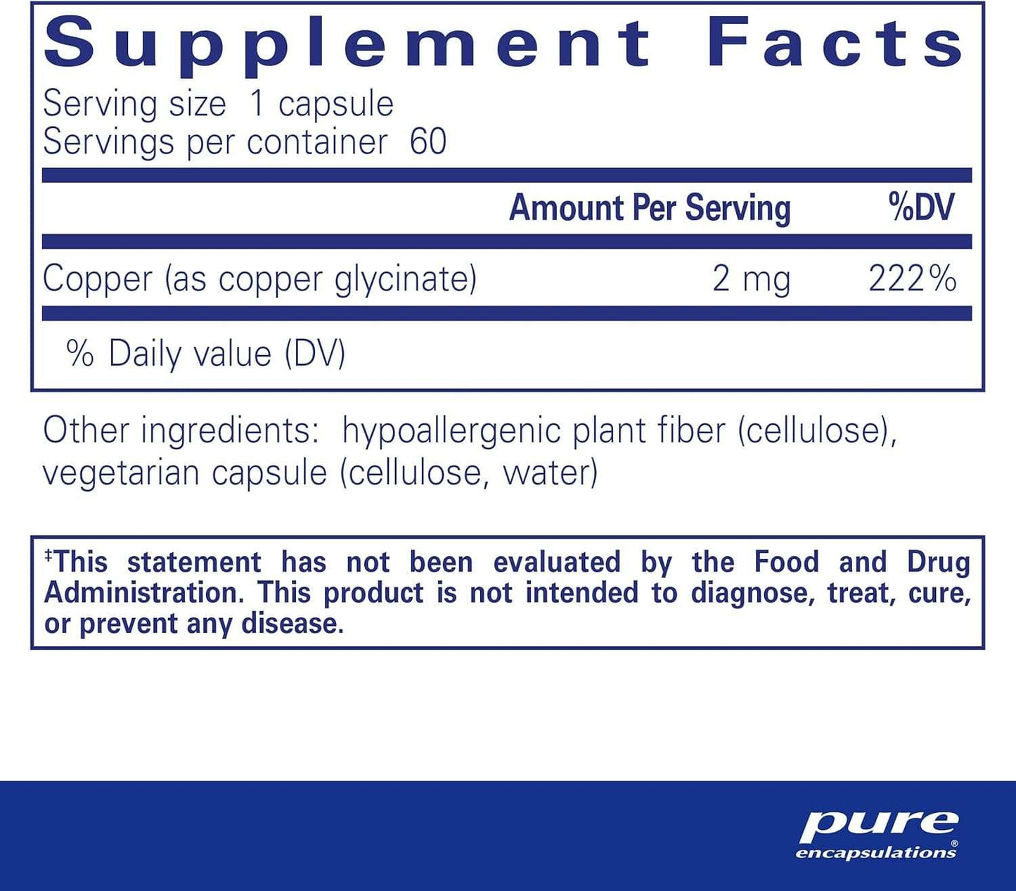 Koper (glycinaat) 60 Caps - Pure Encapsulations