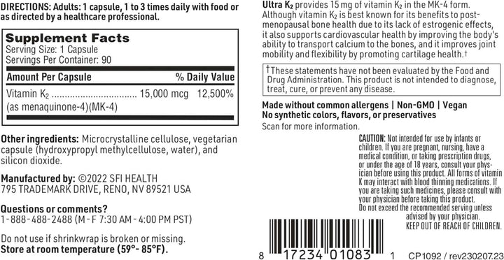 Ultra K2 Menaquinon - 4 (90 tobolek) - Klaire Labs (SFI Health)