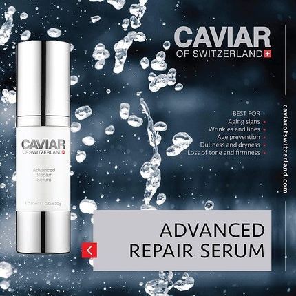 Caviar of Switzerland Advanced Repair Serum 30ml Anti-Aging and Anti-Wrinkle Nourishing and Soothing Moisturizing and Rejuvenating