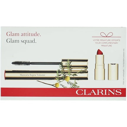 Clarins Glam Squad 2 Piece Gift Set Supra Volume Mascara 8ml Mini Joli Rouge