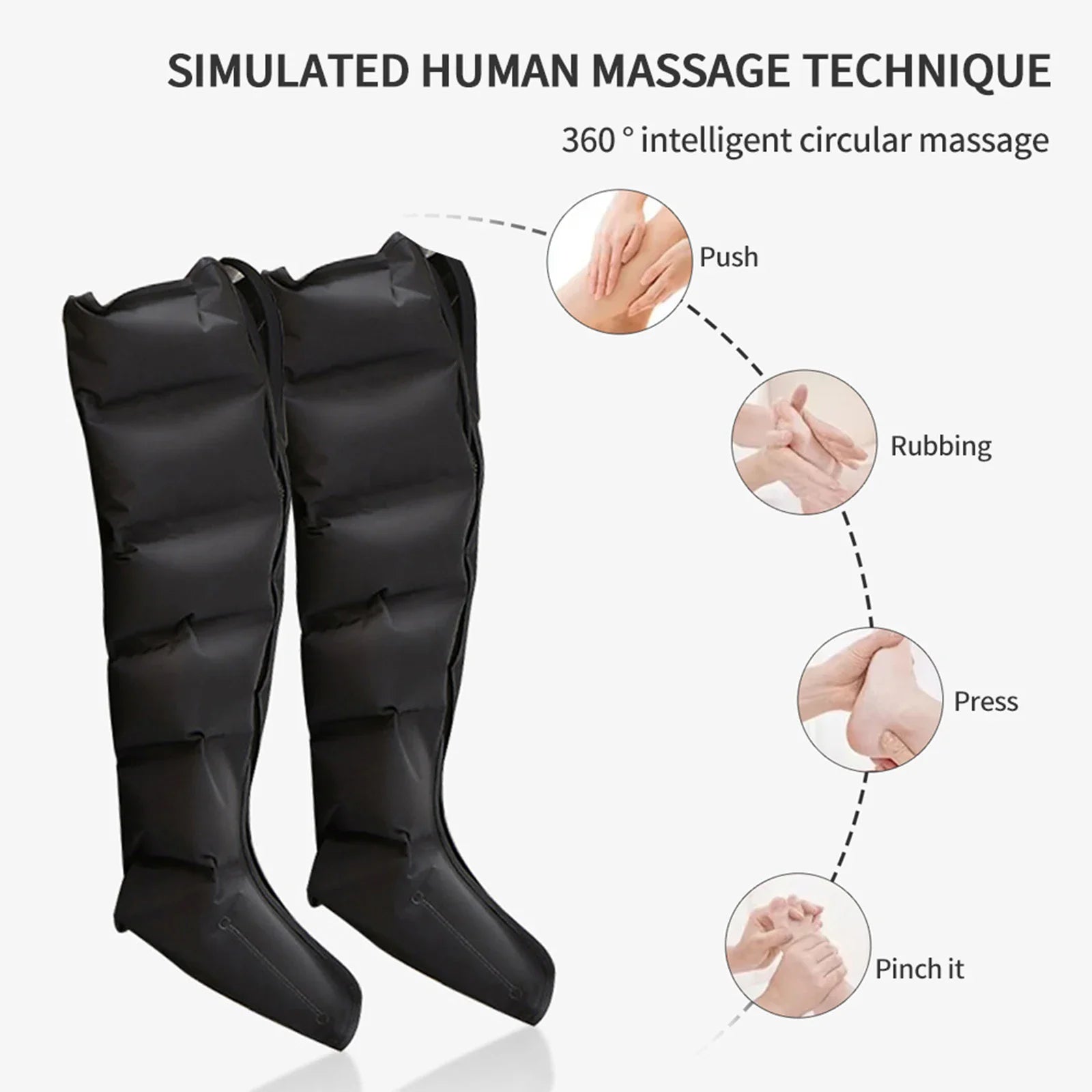 Welzo Air Compression Leg Massager Boots – Full Leg Circulation Recovery System with 6 Airbags, 3 Modes & Adjustable Pressure