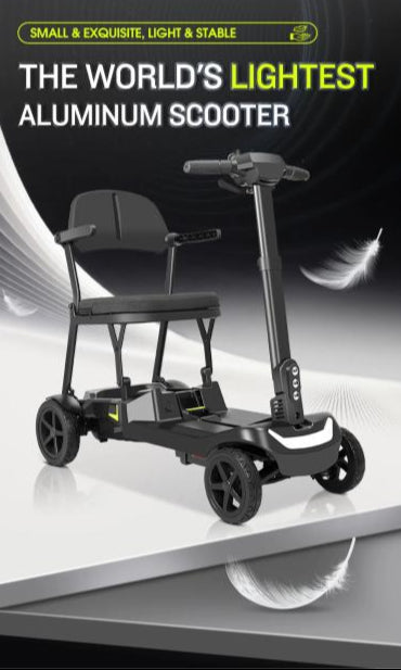 Welzo Freef Freef Lightweight Foldable Mobility Scooter - 4 Wiel, draagbare elektrische scooter voor volwassenen Lithium Battery, 20 km bereik