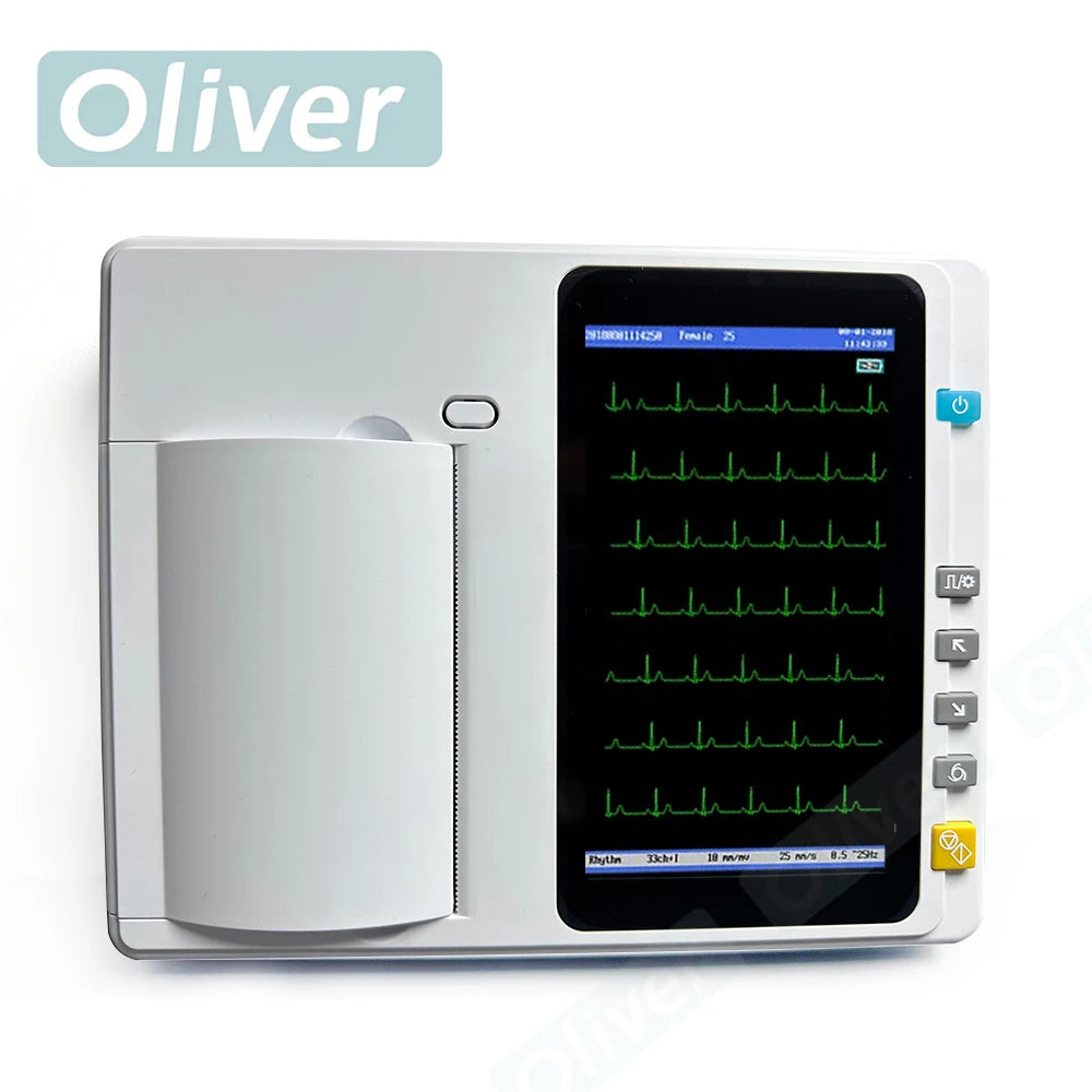 Pantalla de pantalla táctil de 7 pulgadas Hospital Digital 3/6 canal 12 cables ECG/EKG Electrocardiógrafo de la máquina con software ECG300/600