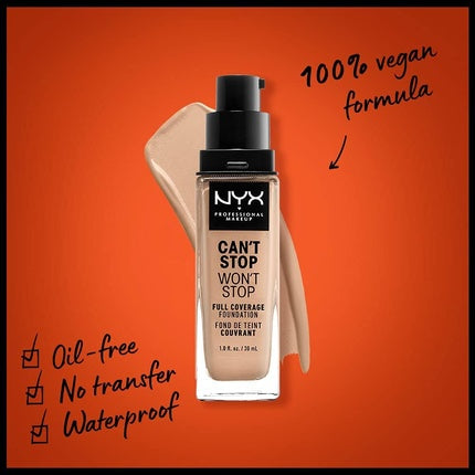 NYX Professional Makeup Can't Stop Won't Stop Full Coverage Foundation Vegan Formula Natural 07