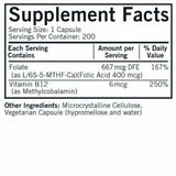 5-MTHF 667 mcg DFE with B12 – 200 Capsules - Kirkman Labs