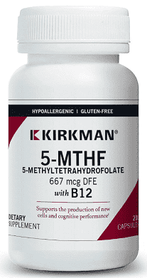 5-MTHF 667 mcg DFE with B12 – 200 Capsules - Kirkman Labs - welzo