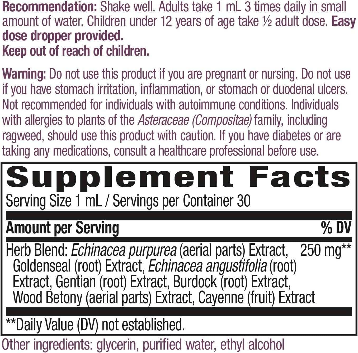 Echinacea Goldenseal, 99,9% sans alcool, 30 ml - Nature's Way