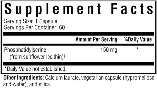 Fosfatidylserin 150 mg - 60 vegetariska kapslar - Söker hälsa