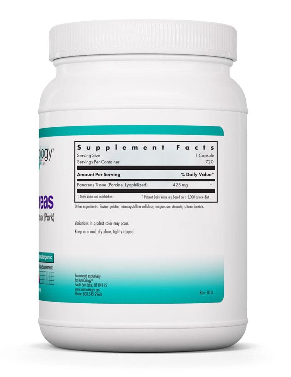 Pancreas, Natural Glandular Pork - 720 caps - Nutricology / Allergy Research Group