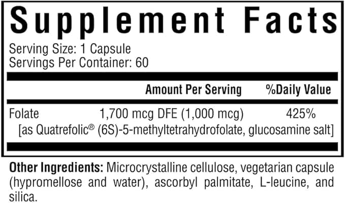 L -5 -MTHF methylfolat 1000 - 60 vegetariske kapsler - Søger sundhed