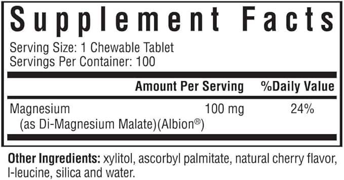 Magnezij malate žvečilni (aktivni magnezij) 100 žvečilnih tablet - iskanje zdravja