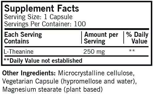 L -teanina (hipoalergiczna) 250 mg, 100 kapsułek - Kirkman Laboratories