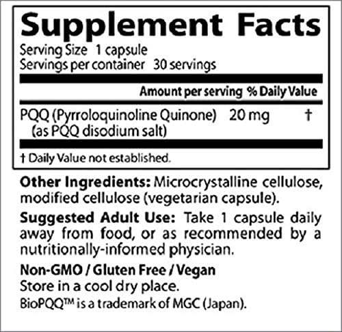 PQQ with BioPQQ 20mg - 30 Veggie Caps - Dr's Best