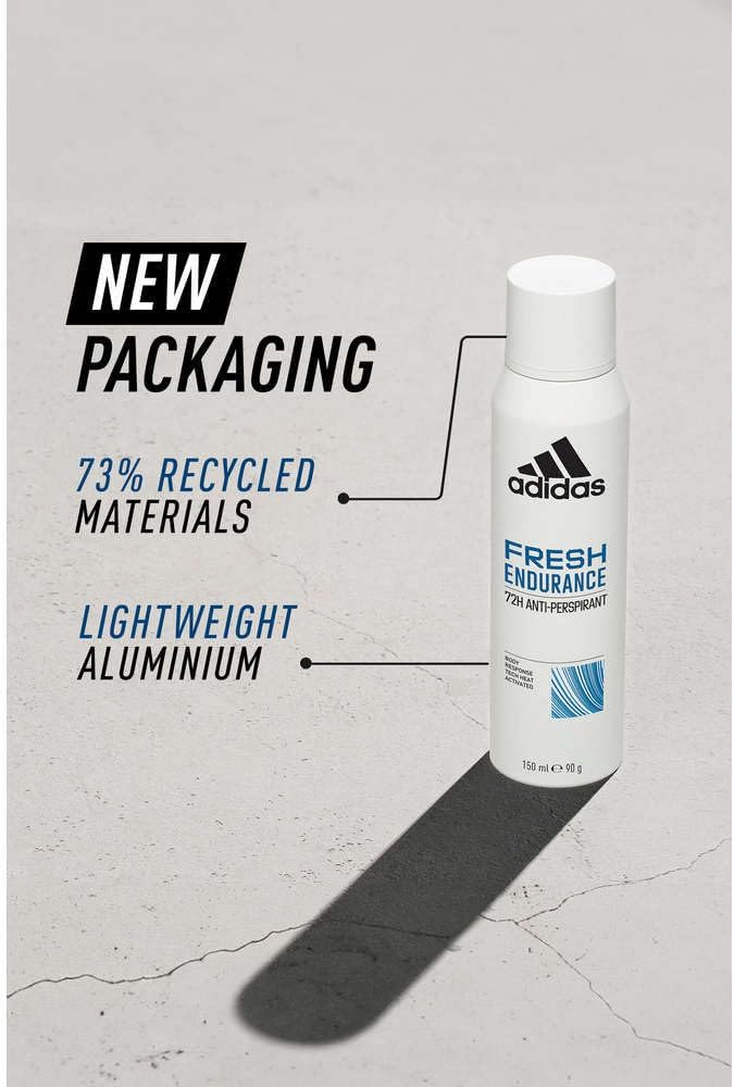 Adidas Fresh Endurance Deodorant Spray for Women 72 Hour Protection Vegan Formule Alcoholvrij 150 ml
