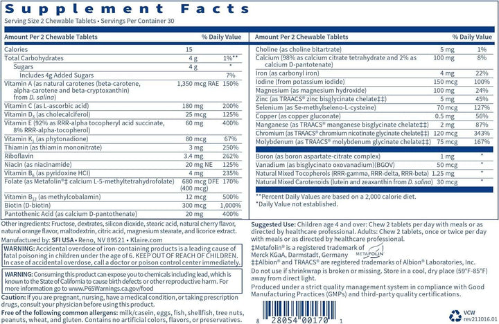 Vitab masticato, 60 compresse - Klaire Labs (SFI Health)