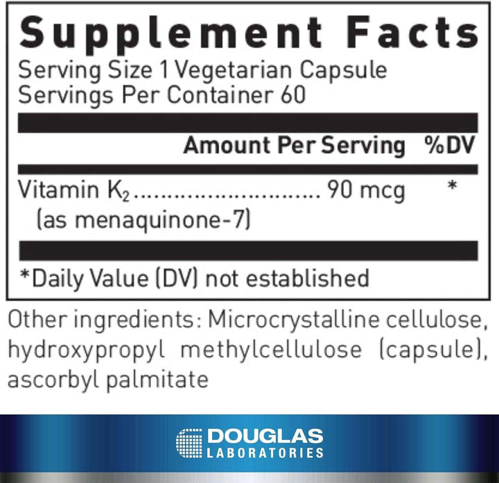 K2 -vitamiini menakinoni -7, 60 kapselia - Douglas Laboratories