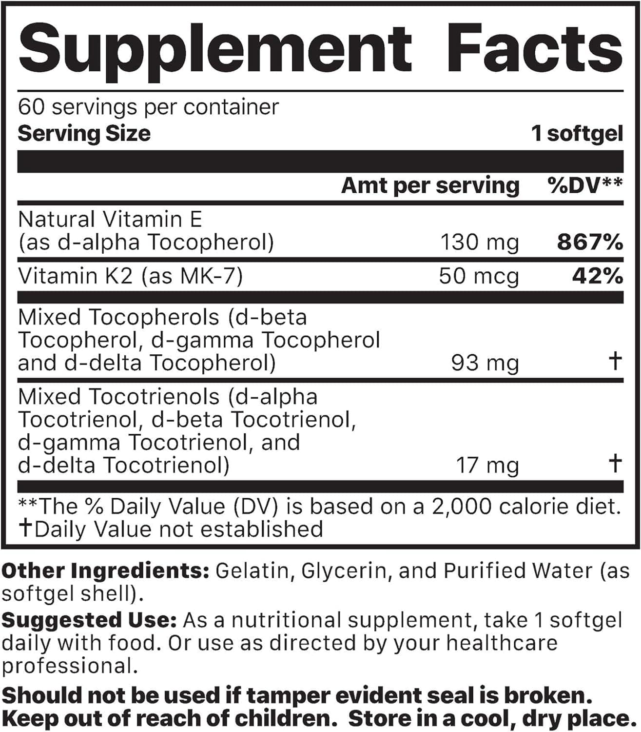 Vitamina K2 + E Complexo (60 Softgels) - Saúde da Jigsaw