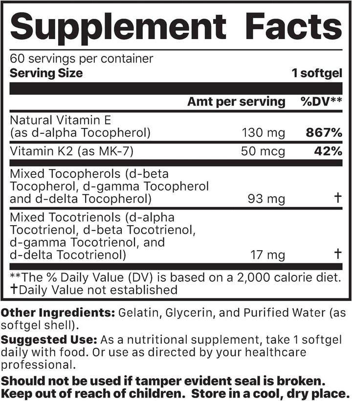 Vitamin K2 + E -Komplex (60 Softgels) - Puzzlerngesundheit